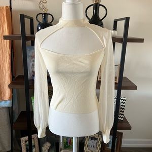 Long Sleeve Cream Cutout Top NWT